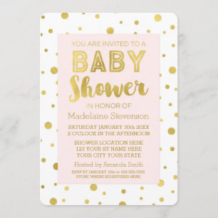 Gold Confetti Blush Pink Baby Shower Invitaties Kaart