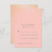 Gold Confetti Blush Rose Wedding Cartes RSVP (Devant / Derrière)
