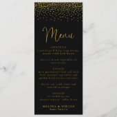 Gold Confetti Boho Black Mariage Menu (Devant)