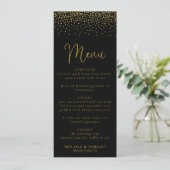 Gold Confetti Boho Black Mariage Menu (Debout devant)
