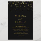Gold Confetti Boho Black Wedding programme (Devant)