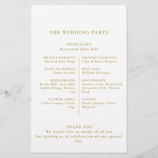 Gold Confetti Boho Black Wedding programme (Dos)
