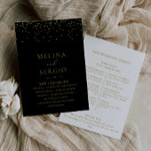 Gold Confetti Boho Black Wedding programme