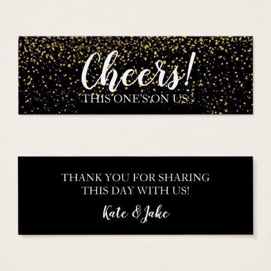 Gold Confetti Boire Cartes de billets (Devant & derrière)