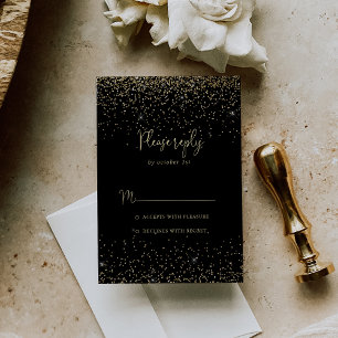 Gold Confetti Calligrafie Fancy Script RSVP