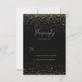 Gold Confetti Calligrafie Fancy Script RSVP Kaartje (Voorkant)