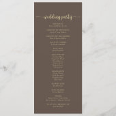Gold Confetti Calligraphy Brown Wedding Programma (Achterkant)