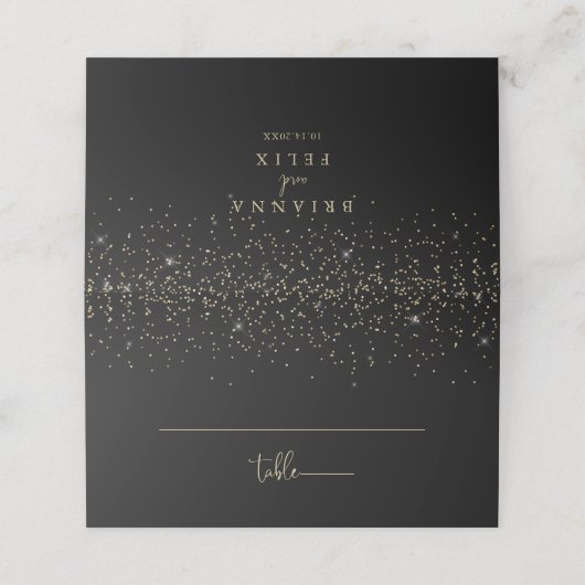 Gold Confetti Calligraphy Fancy Script Wedding (Buitenkant ongevouwen)