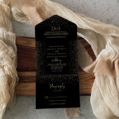 Gold Confetti Calligraphy Fancy Script Wedding All In One Uitnodiging