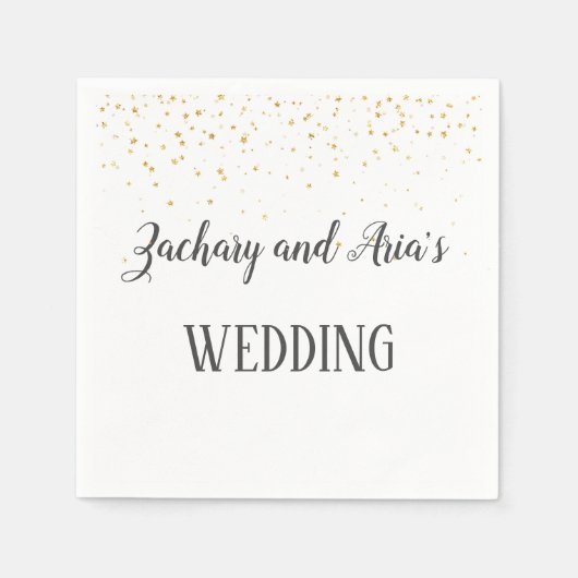 Gold Confetti Calligraphy Napkins Servet (Voorkant)