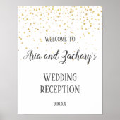 Gold Confetti Calligraphy Reception Welcome Sign. Poster (Voorkant)