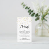 Gold Confetti Calligraphy Wedding Details Kaart (Staand voorkant)