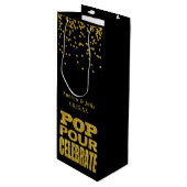 Gold Confetti Celebration | Aangepaste kleur Wijn Cadeautas (Voorkant Gekanteld)