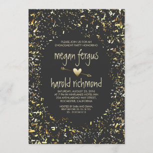 Gold confetti chalkboard verlofpartij kaart