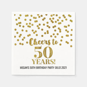 Gold Confetti Cheers tot 50 jaar verjaardag Servet