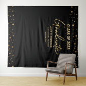 Gold Confetti Class of 2023 backdrop afstuderen Wandkleed (In Situ (horizontaal))