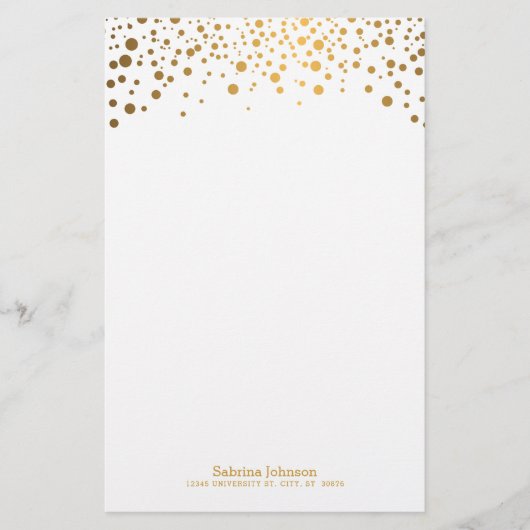 Gold Confetti Dot Print Briefpapier (Voorkant)