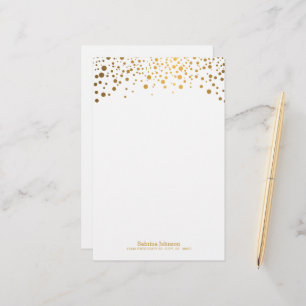 Gold Confetti Dot Print Briefpapier