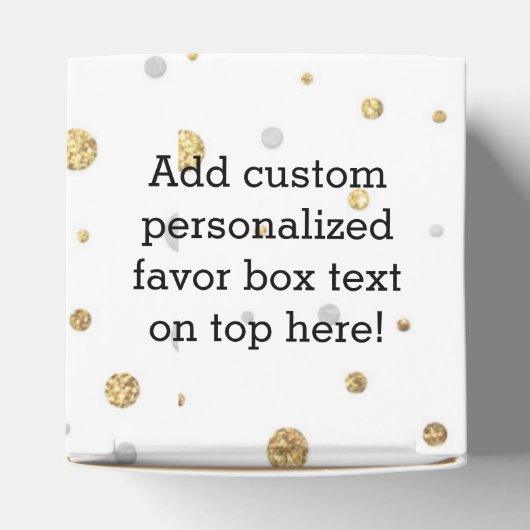 Gold Confetti Eat Drink en moet worden gehuwd Bedankdoosjes (Bovenkant)