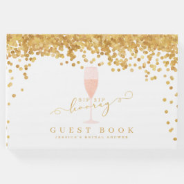 Gold Confetti Elegant Champagne Vrijgezellenfeest Gastenboek