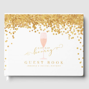 Gold Confetti Elegant Champagne Vrijgezellenfeest Gastenboek