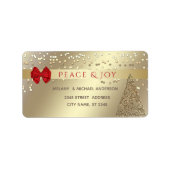 Gold confetti elegant kerstfeest etiket (Voorkant)
