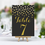 Gold Confetti Elégante carte de numéro de table no<br><div class="desc">Ajoutez une touche de glamour et d'éclat à votre réception de mariage avec ces élégants numéros de table. Dotées d'un arrière - plan noir audacieux et d'une cascade de confettis dorés chatoyants, ces cartes créent un look moderne et chic. Personnalisez facilement vos numéros de table pour un cadre de table...</div>