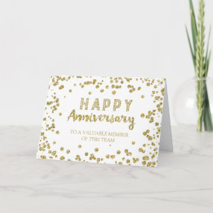 Gold Confetti Employee Jubileum Card Kaart