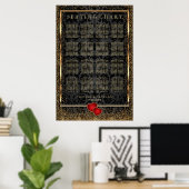 Gold Confetti en Black Damask - Zitkast Poster (Thuiskantoor)