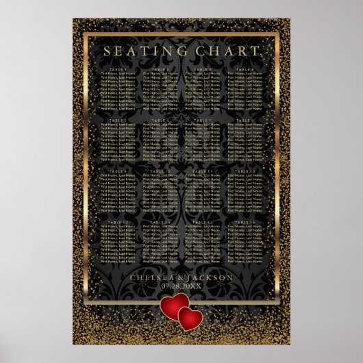 Gold Confetti en Black Damask - Zitkast Poster (Voorkant)