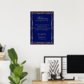 Gold Confetti en Donkerblauw - Welkom Poster (Thuiskantoor)