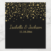 Gold Confetti en zwart Wijn Etiket (Enkel label)