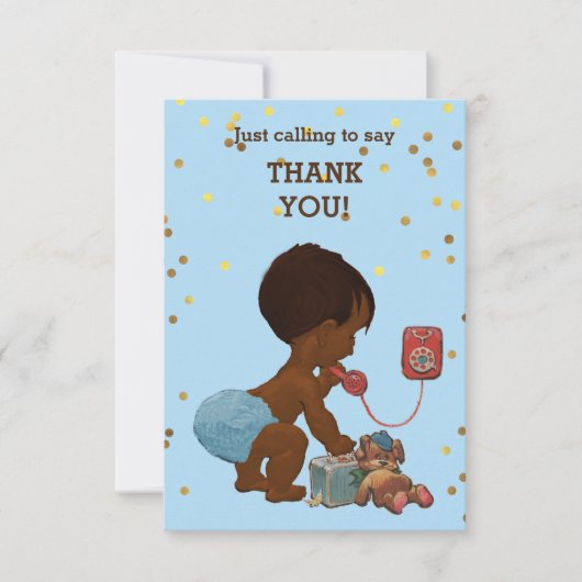 Gold Confetti Enic Baby Boy telefonisch Dank u wel Bedankkaart (Voorkant)
