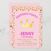 Gold Confetti et Crown Invitation d'anniversaire (Devant / Derrière)