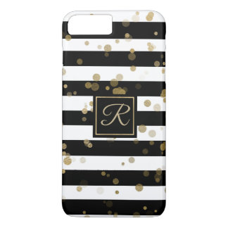 Gold Confetti et Stripes iPhone 8 Plus Coque