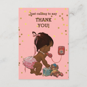 Gold Confetti Ethnic Baby Girl telefonisch Bedankkaart