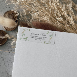 Gold Confetti Eucalyptus Foliage Return Address Etiket