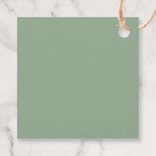 Gold Confetti Eucalyptus Foliage Weddenschap Bedankjes Labels (Achterkant)