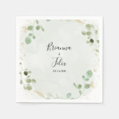 Gold Confetti Eucalyptus Foliage Weddenschap Napki Servet (Voorkant)