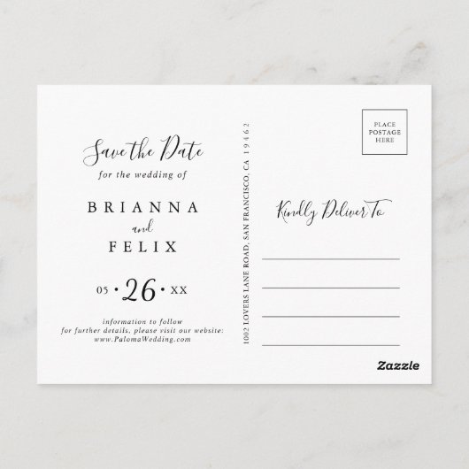 Gold Confetti Eucalyptus Horizontale Save the Date Briefkaart (Achterkant)