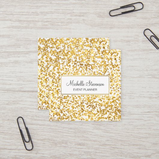 Gold Confetti Event Planner Cartes de visite (Devant/Arrière en situation)