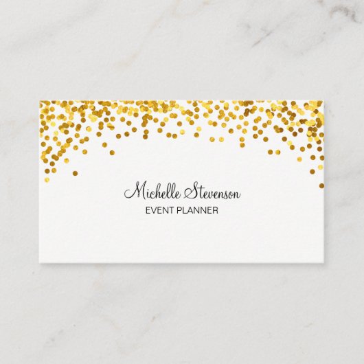 Gold Confetti Event Planner Cartes de visite (Devant)