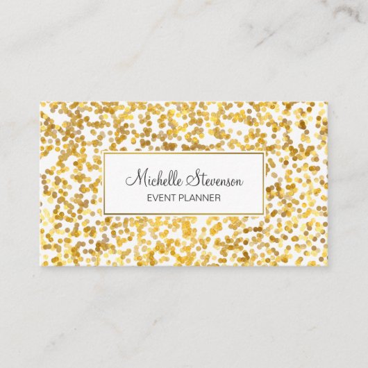 Gold Confetti Event Planner Visitekaartjes (Voorkant)