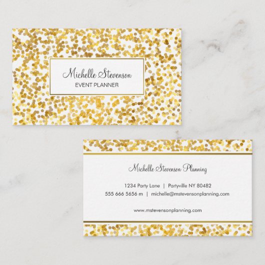 Gold Confetti Event Planner Visitekaartjes (Voorkant / Achterkant)
