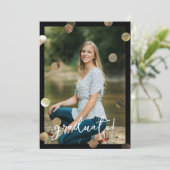 Gold Confetti Faire-part de graduation photo (Debout devant)