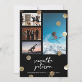 Gold Confetti Faire-part de graduation photo (Dos)