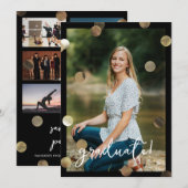 Gold Confetti Faire-part de graduation photo (Devant / Derrière)