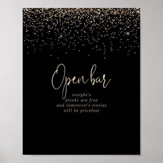 Gold Confetti Fancy handschrift voor bruiloft open Poster (Voorkant)
