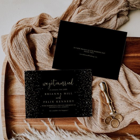 Gold Confetti Fancy Script Elopement Faire-part