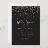 Gold Confetti Fancy Script Wedding Brunch Kaart (Voorkant)